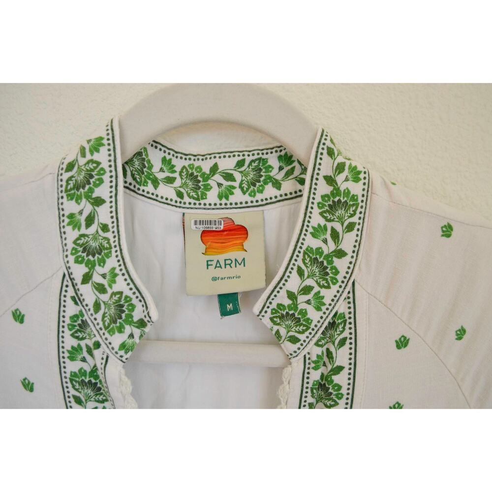 FARM Rio Forest Soul Maxi Dress Green and White Long Sleeve Medium - Picture 5 of 8